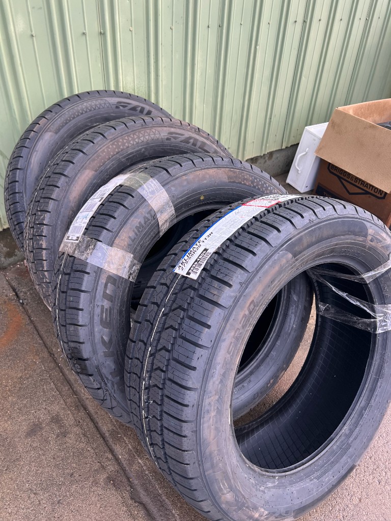 Set of Falken tires ready for installation