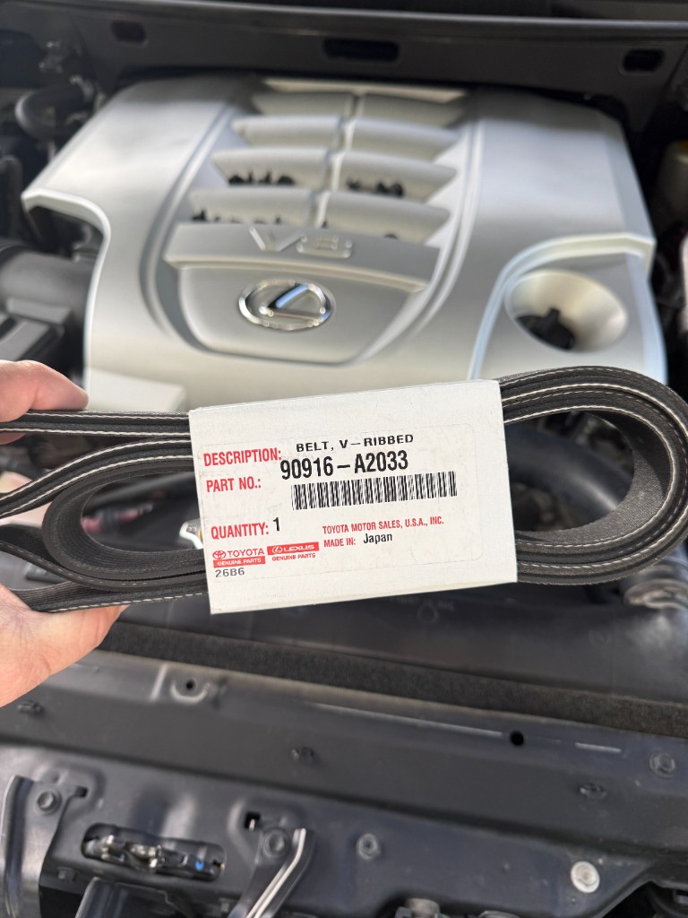 Lexus V8 serpentine belt replacement with genuine OEM part