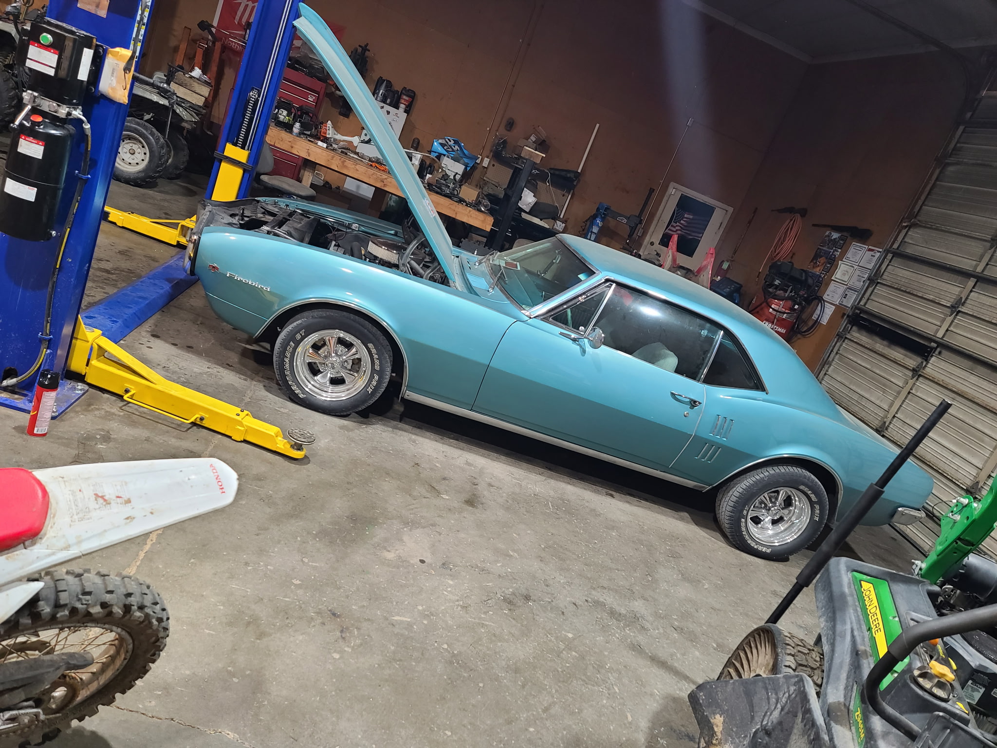 Classic Pontiac Firebird in shop for restoration